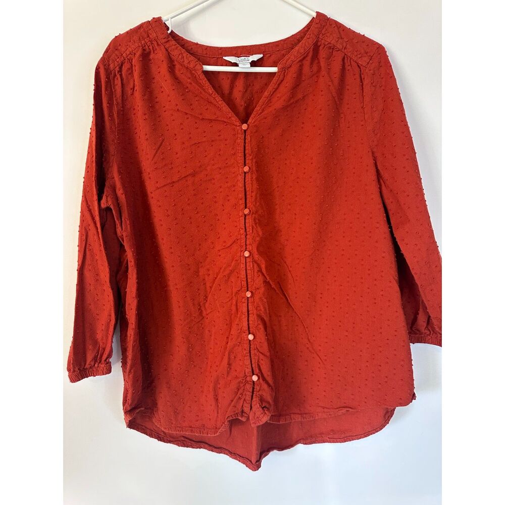 croft & barrow Rust Red Dot Button-Front Blouse